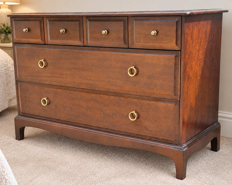 Naked vintage Stag Minstrel chest of drawers, furniture available for commission at The Furniture Bureau.