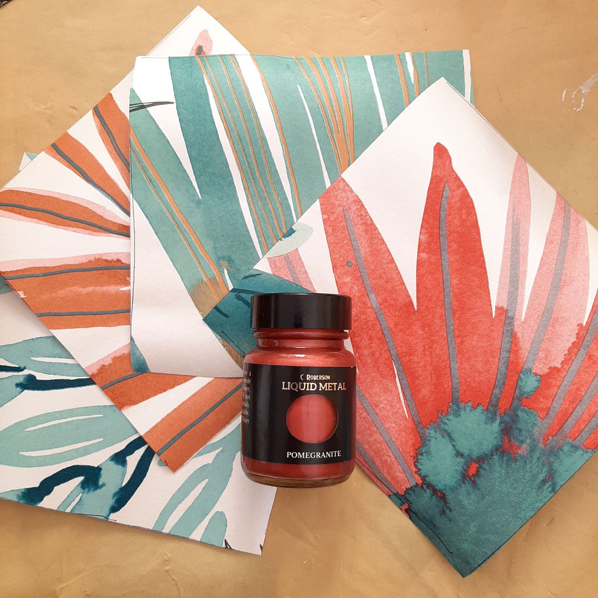Customer's colourful Yasumi wallpaper, cut, ready to create coasters.