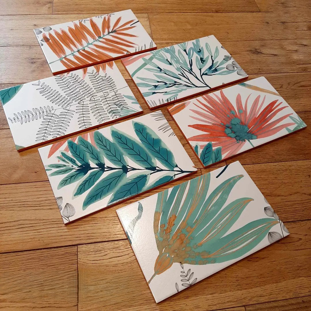 Handmade placemats custom created using my customer's colourful Yasumi wallpaper.