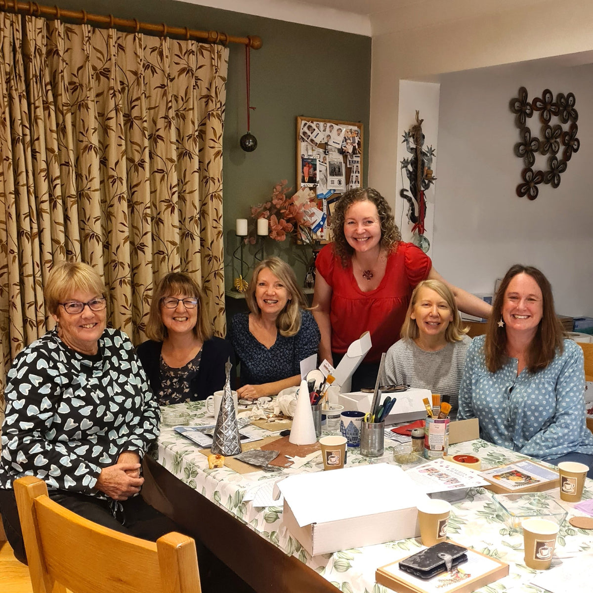 Beginners smiling at a Metal Embossing Craft Class in Stotfold SG5.